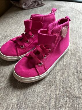 Gymboree Bright Pink High-Top Sneakers with Sparkle Heart